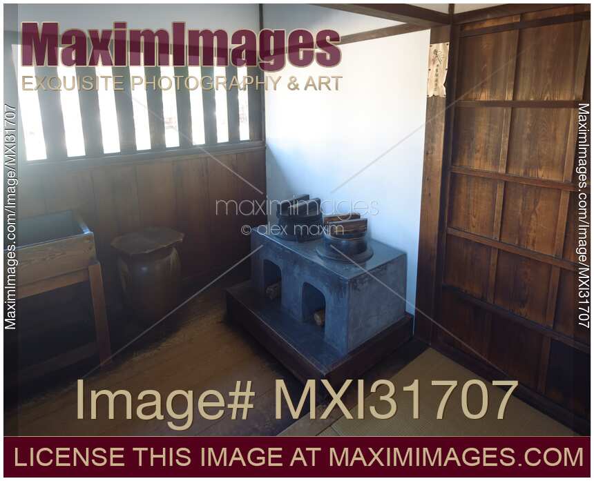 Kitchen in traditional Japanese Edo-period historic house