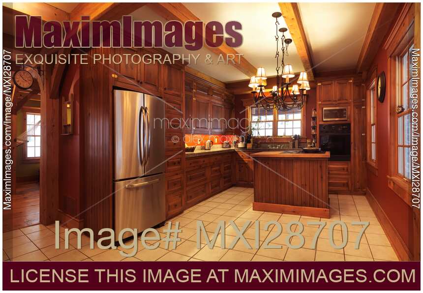 Kitchen interior of timber frame Canadian house