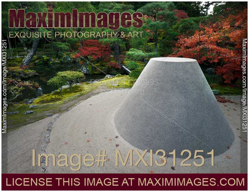Kogetsudai Mount Fuji symbol in autumn scenery of Ginkaku-ji Temple of the Silver Pavilion Zen garden