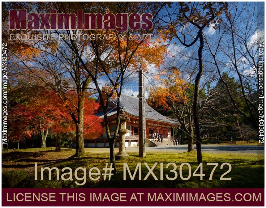 Kondo hall of Daigoji temple in colorful autumn scenery Kyoto Japan