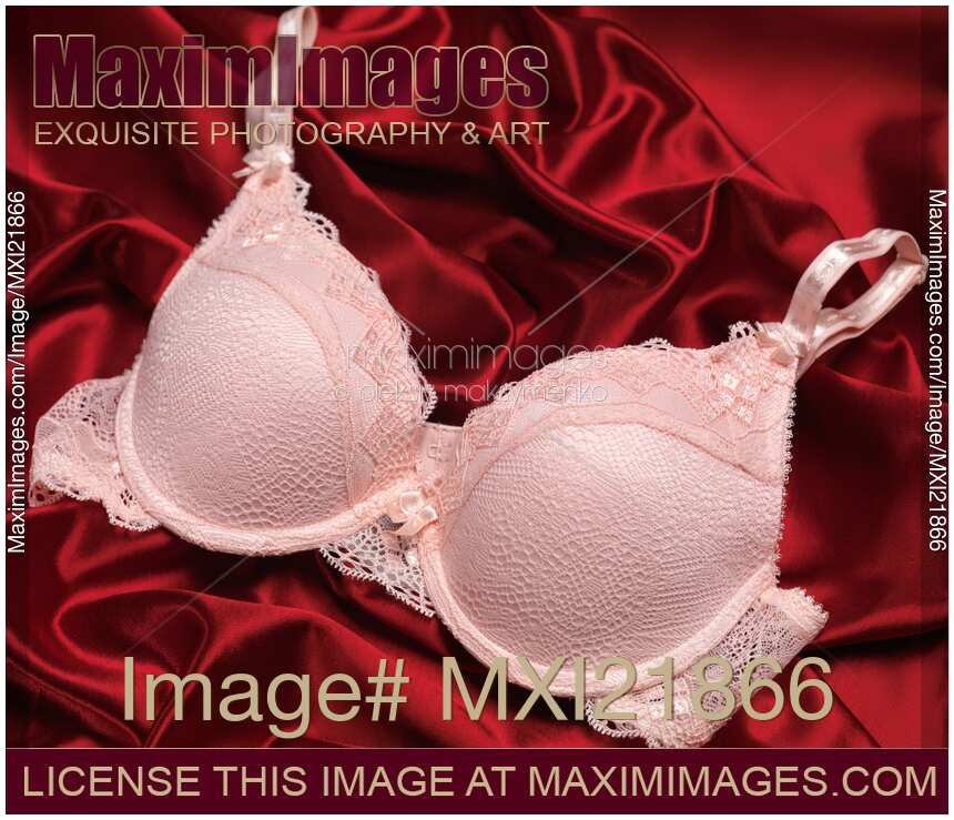 Lacy Bra on Red Silky Fabric