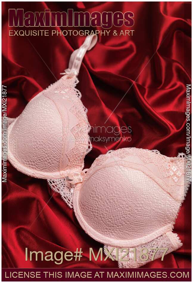 Lacy Bra on Red Silky Fabric