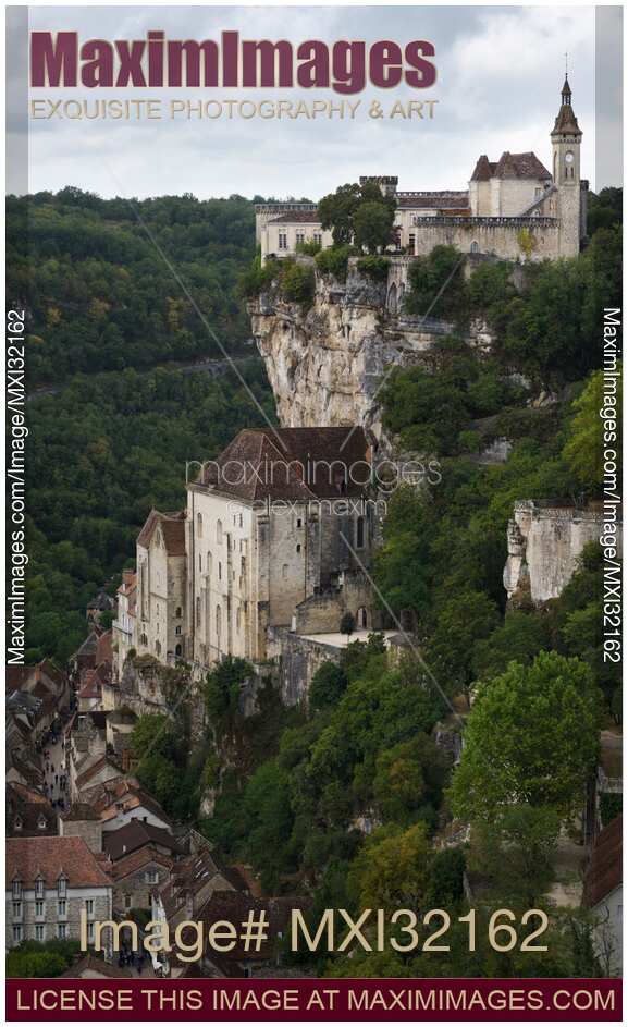 Landscape scenery of Rocamadour cliff-top village in Southern France