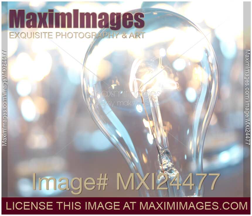 Lit up incandescent light bulbs