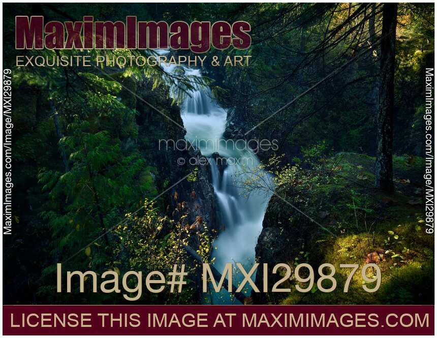 Little Qualicum Falls Provincial Park beautiful waterfall autumn nature scenery at Vancouver Island Canada