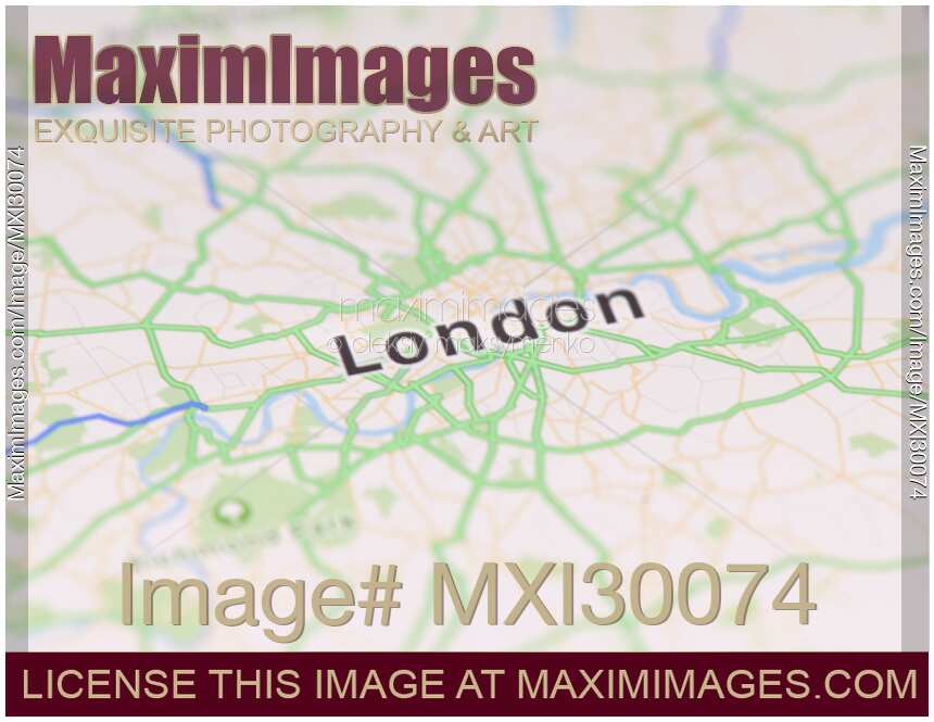 London city map on GPS screen display