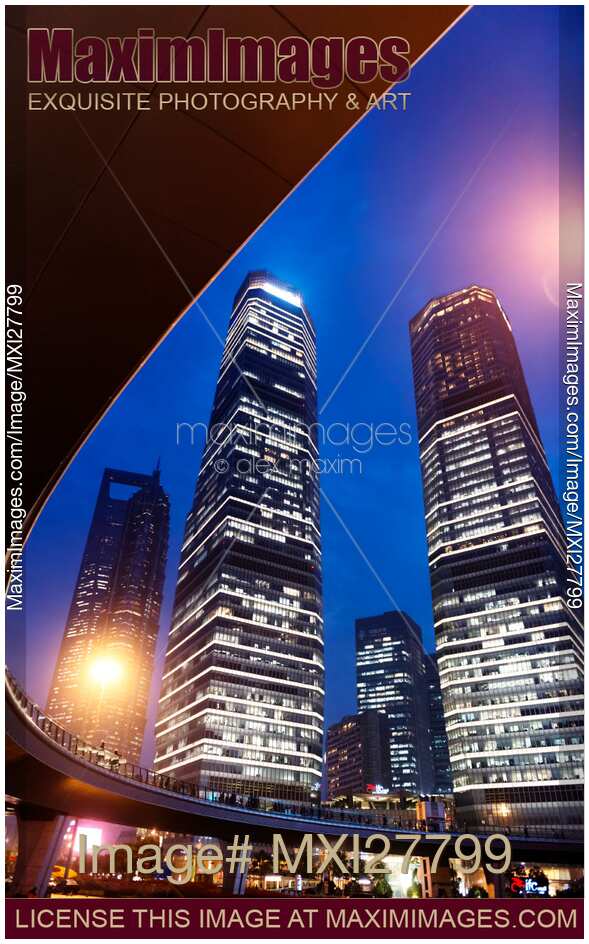 Lujiazui Pudong Shanghai architecture nighttime scenery