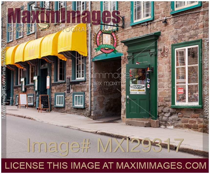 Maison Cremazie souvenir store and l'omelette restaurant on Rue Saint Louise in old Quebec City
