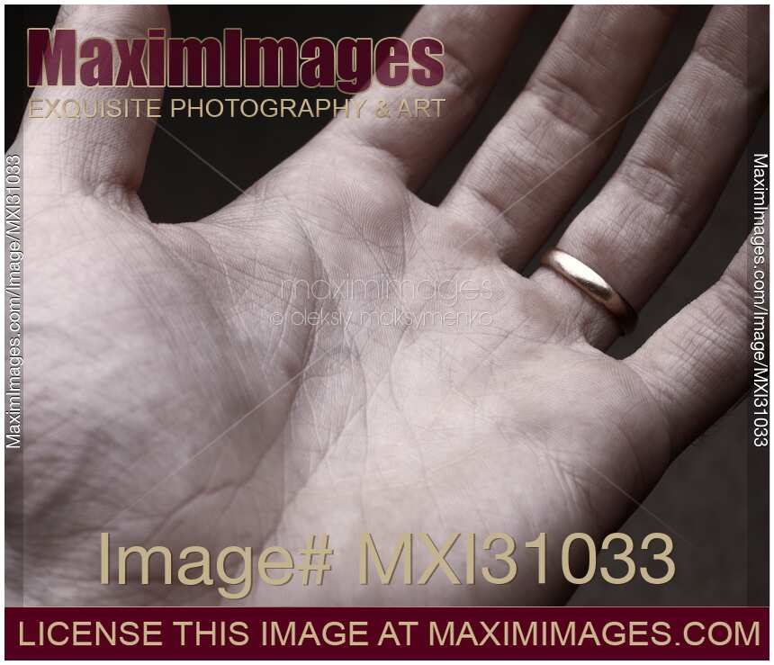 Male hand open palm closeup
