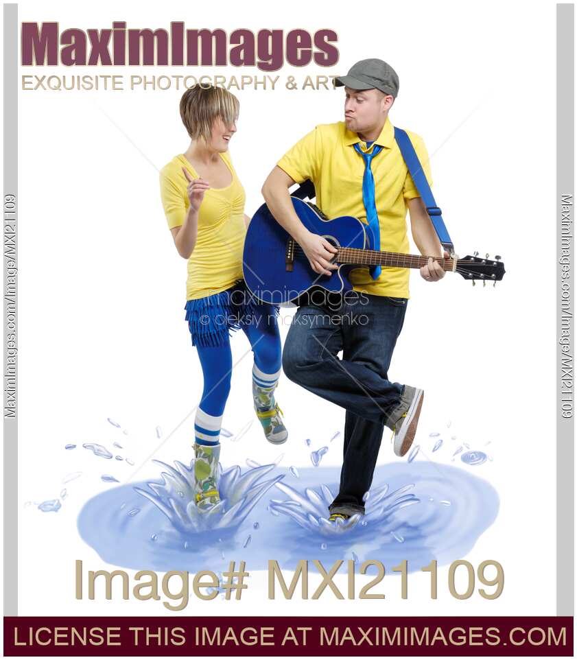 Man and Woman Jumping in a Puddle