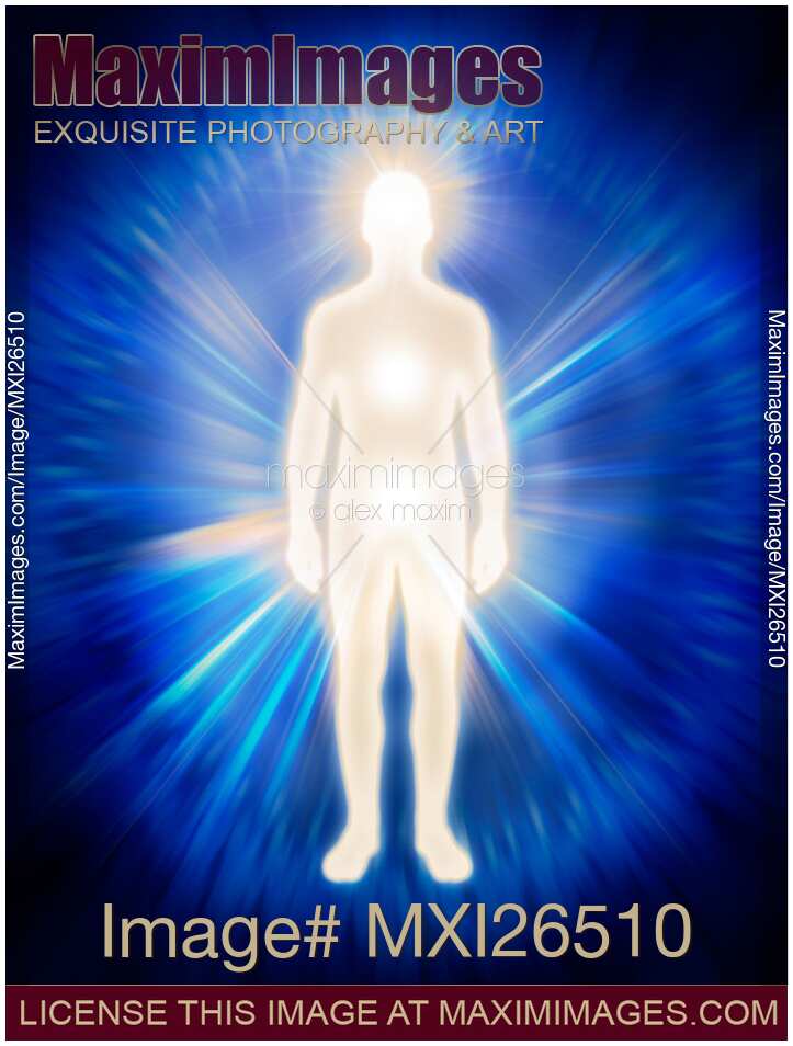 Man ethereal body energy emanations concept