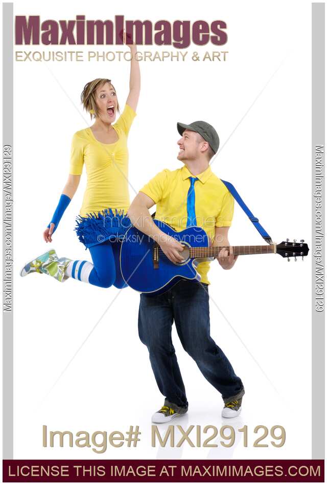 Man Playing Guitar and Woman Dancing