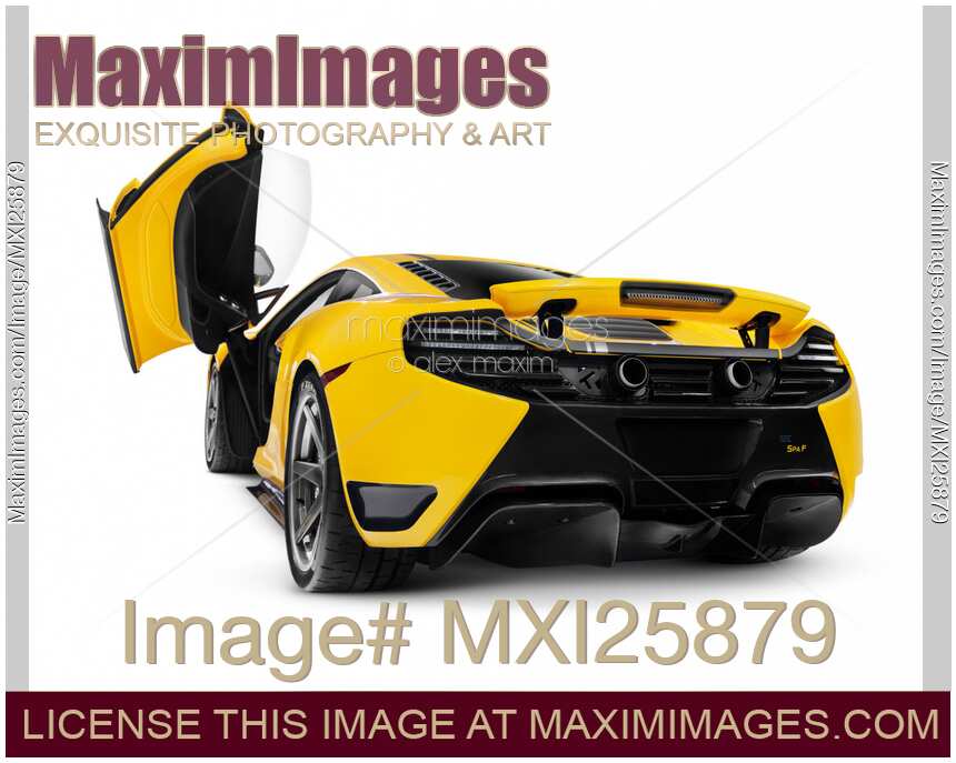 McLaren 12C supercar rear view with open butterfly door