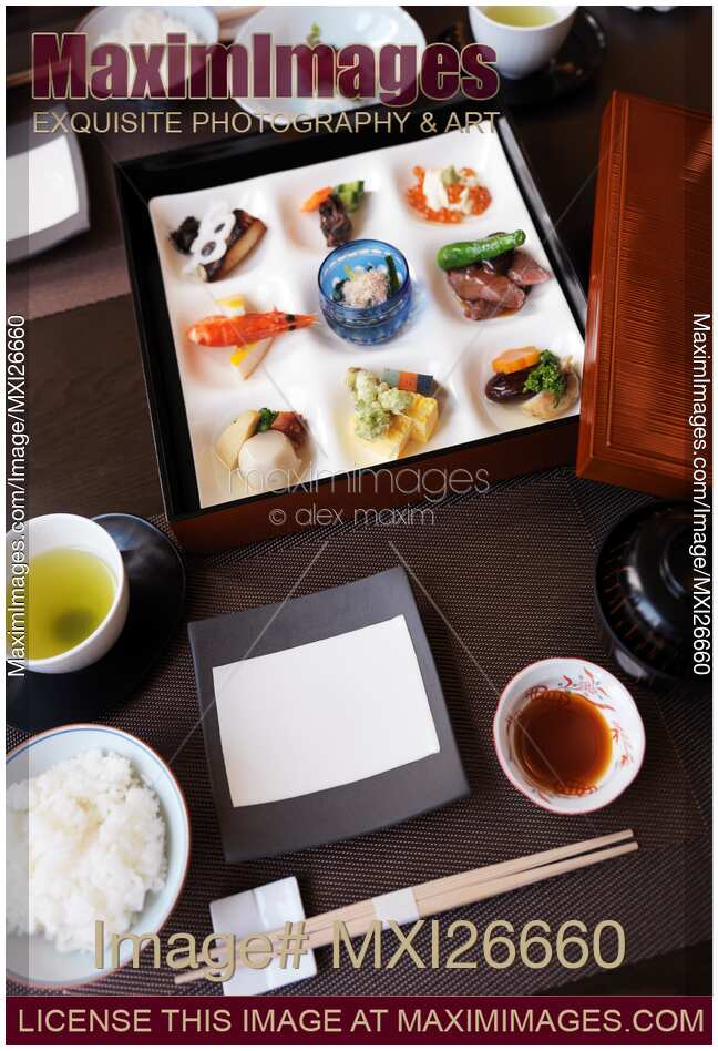 Meal at Japanese sushi restaurant