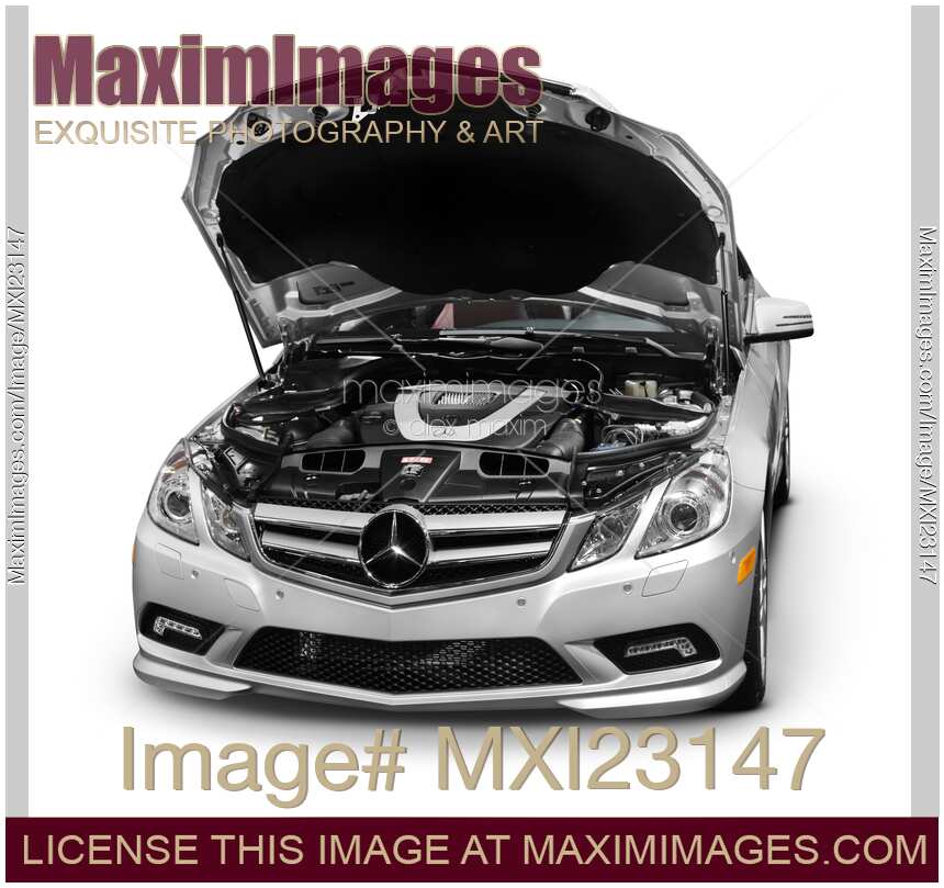 Mercedes-Benz E350 with Open Hood