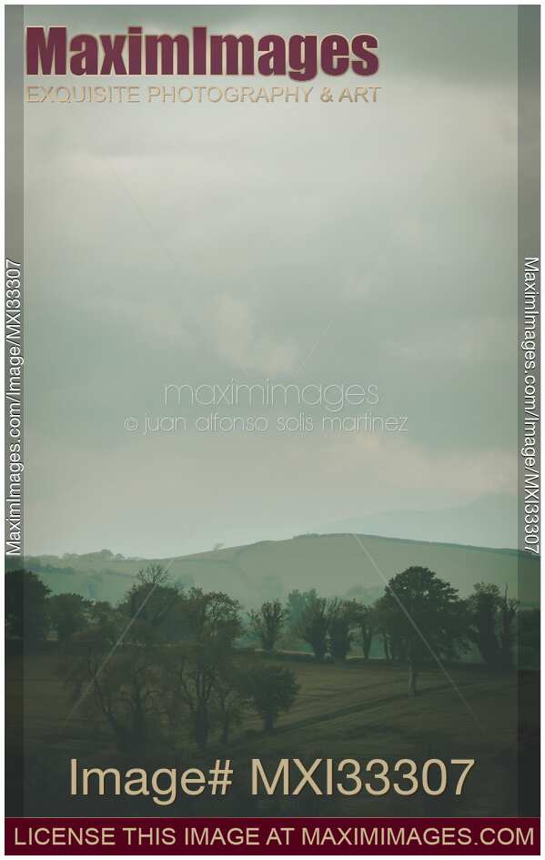 Misty countryside dramatic nature scenery in Northern Ireland