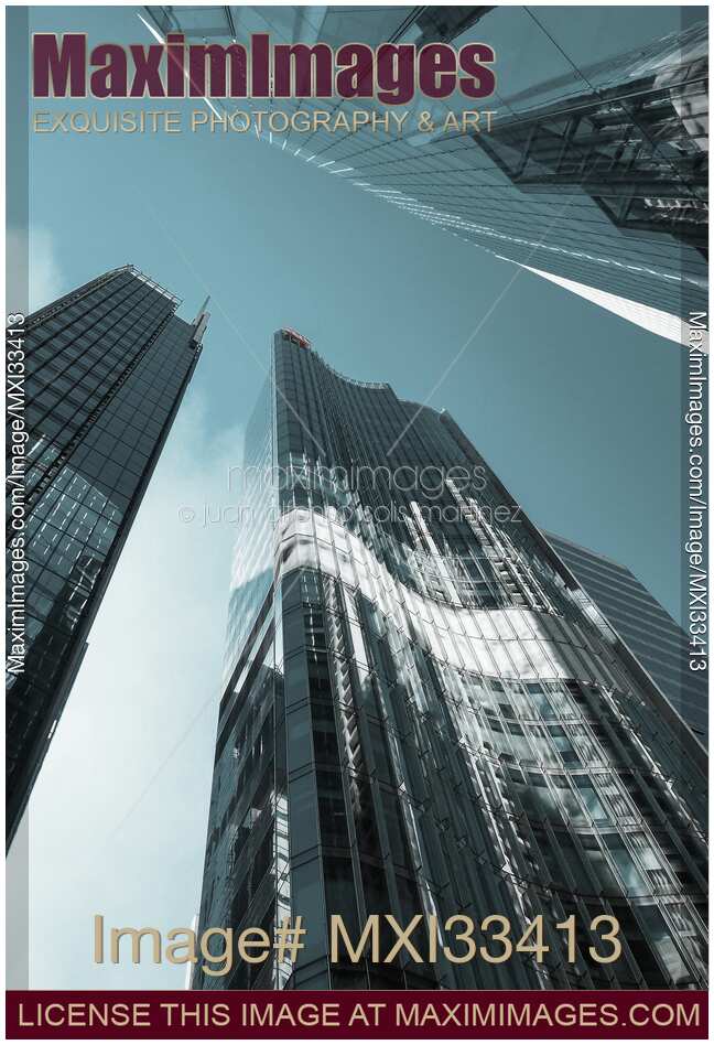 Modern architecture glass office buildings artistic photo in Hong Kong