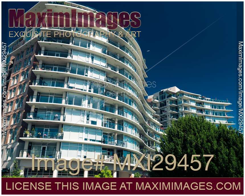 Modern luxury condo building in downtown Victoria BC