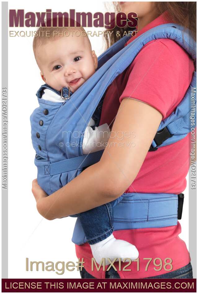 Photo of Mother with a Baby in a Carrier Stock Image MXI21798