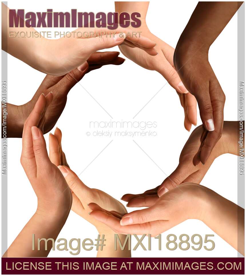 Multiracial Hands Making a Circle