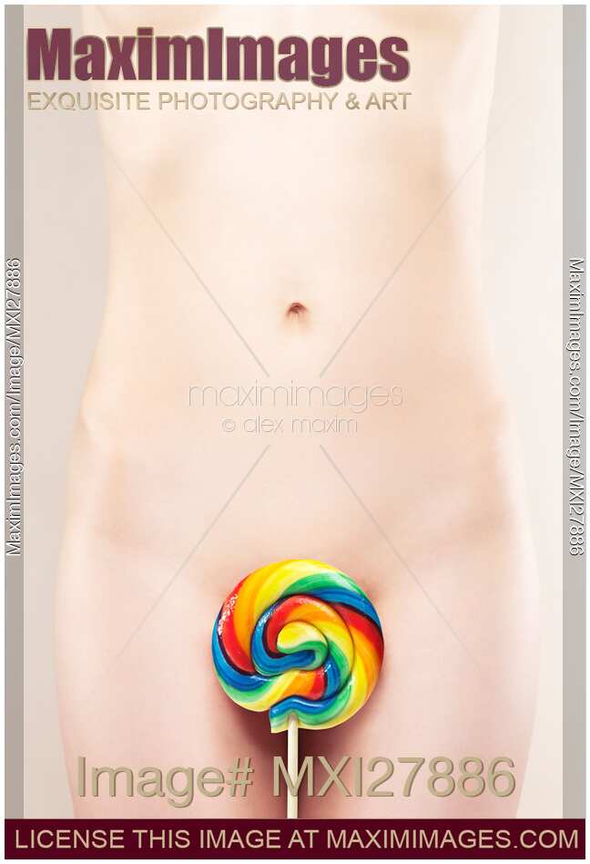 Naked Woman with a Colorful Lollipop
