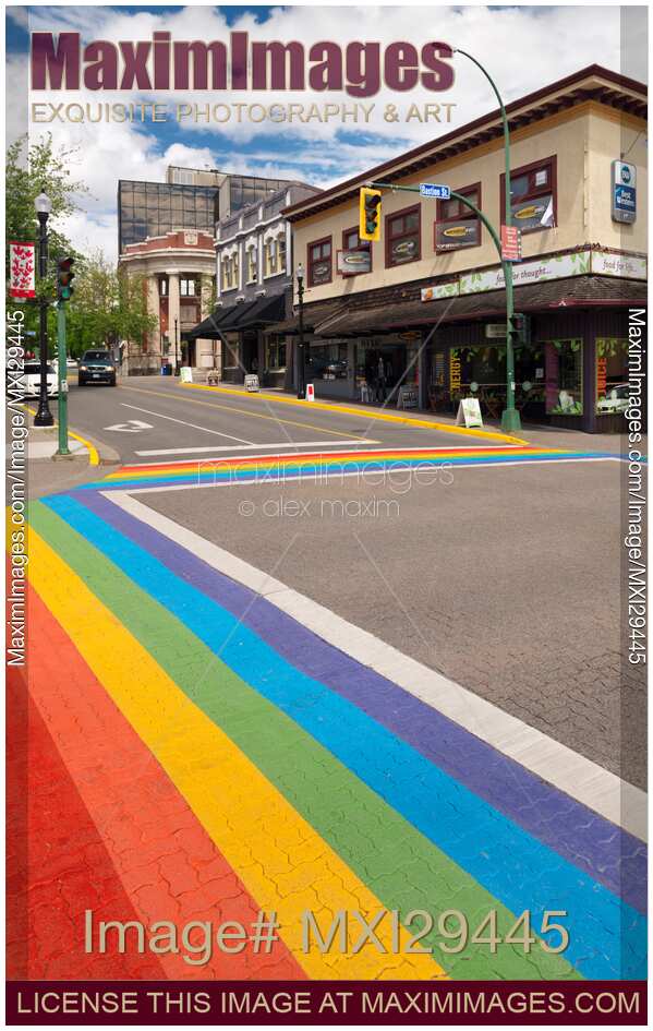 Nanaimo city downtown rainbow street crossing Vancouver Island