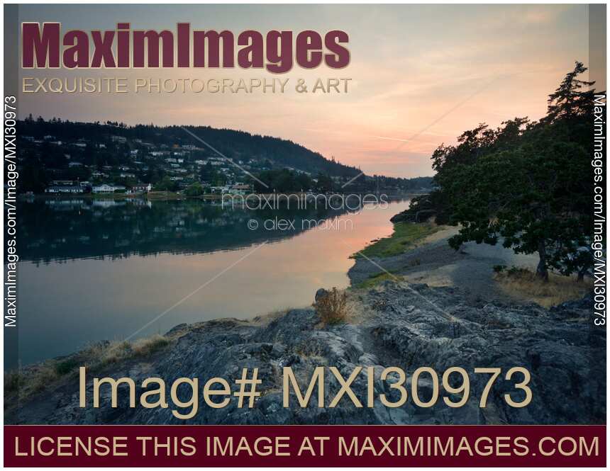 Nanaimo city sea shore dramatic sunset scenery