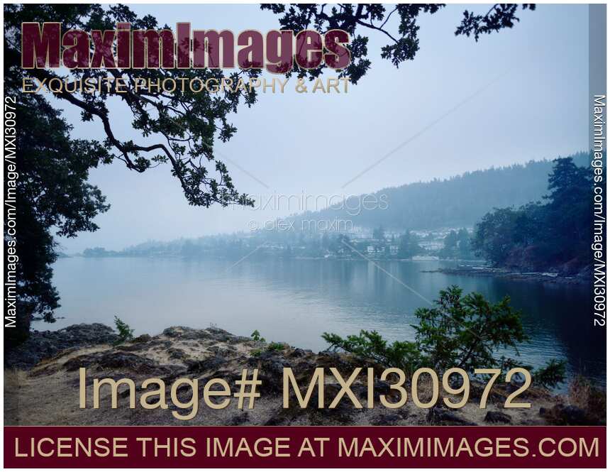Nanaimo city sea shore misty scenery