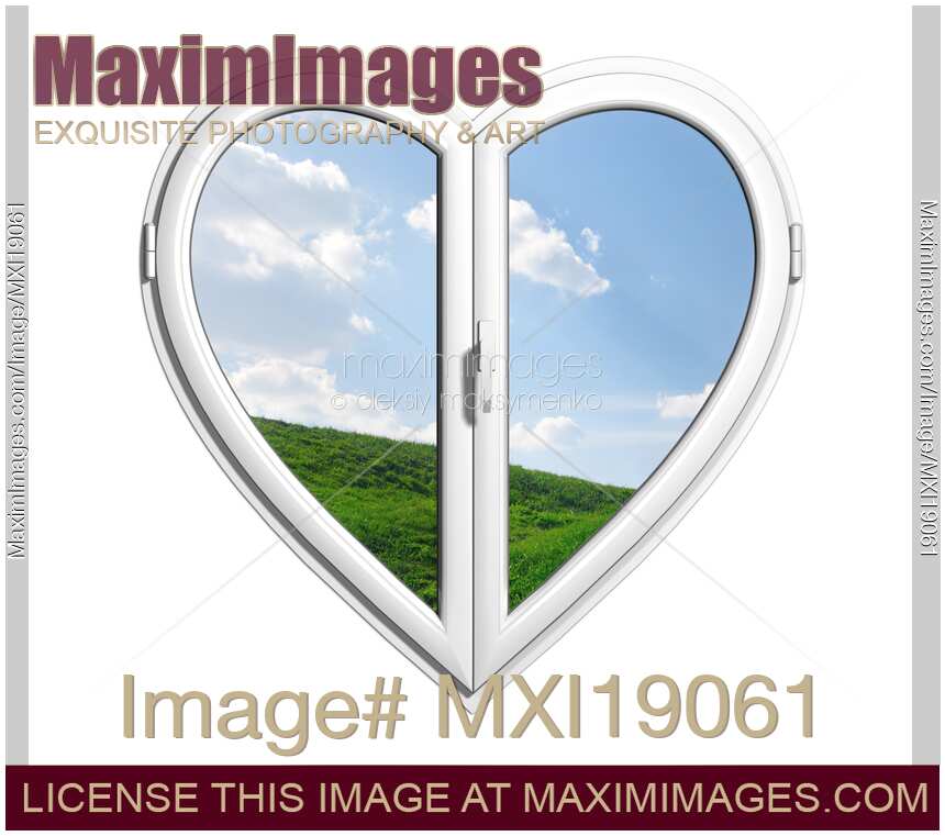 Nature Environment Behind a Unique Heart-Shaped PVC Window