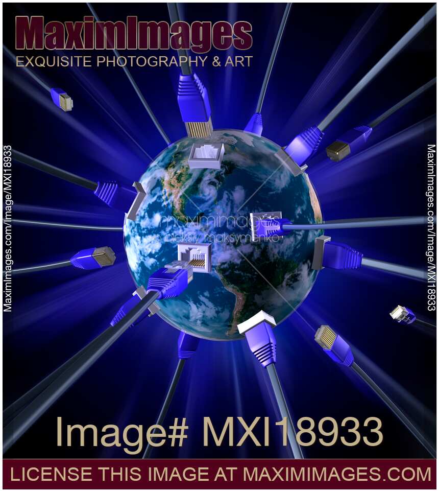 Network Connectors Plugging into the Earth Globe