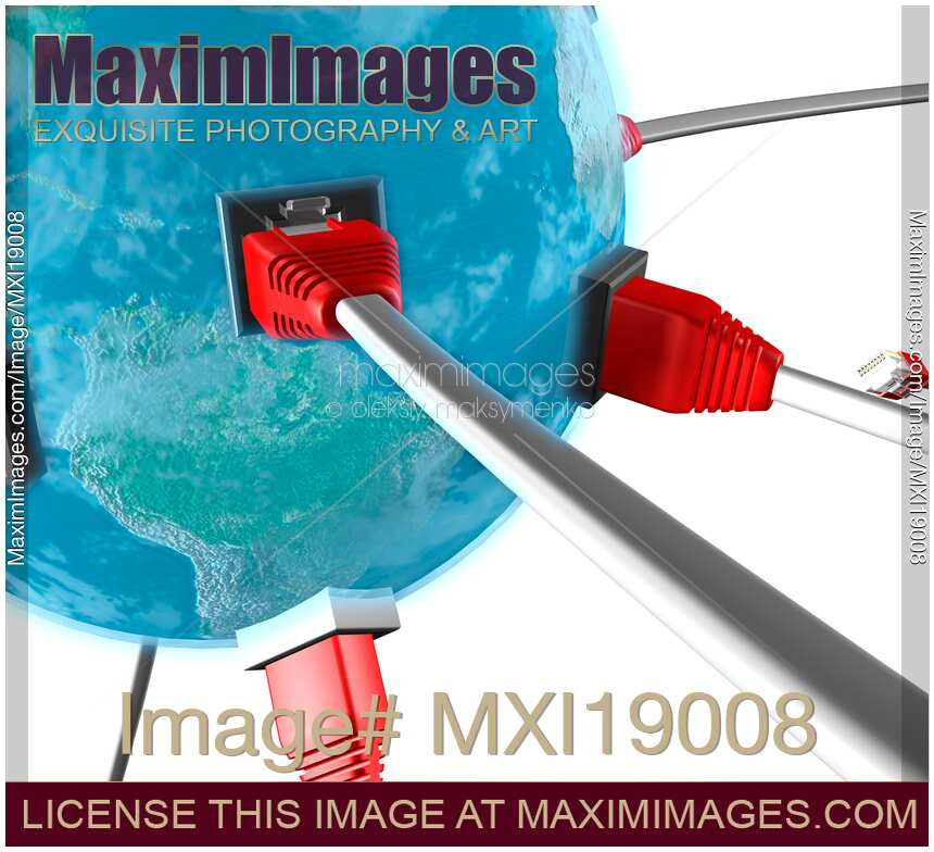 Network Connectors Plugging into the Earth Globe
