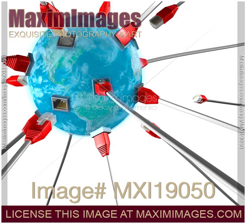Network Connectors Plugging into the Earth Globe