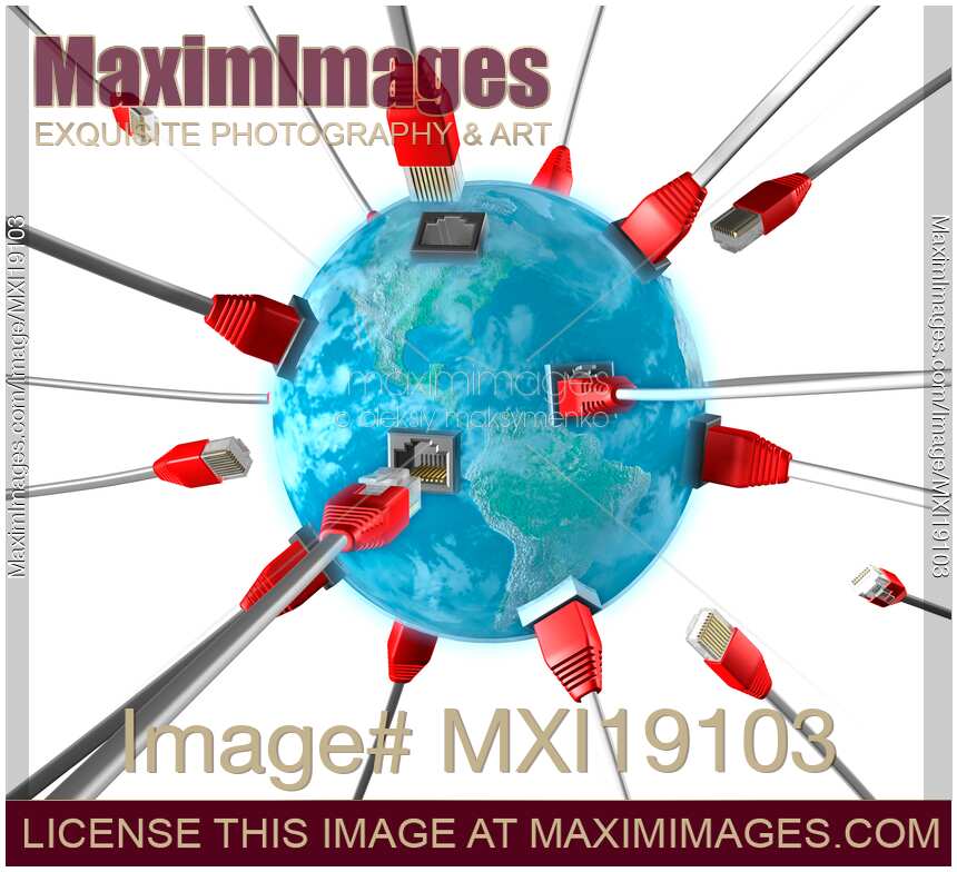 Network Connectors Plugging into the Earth Globe