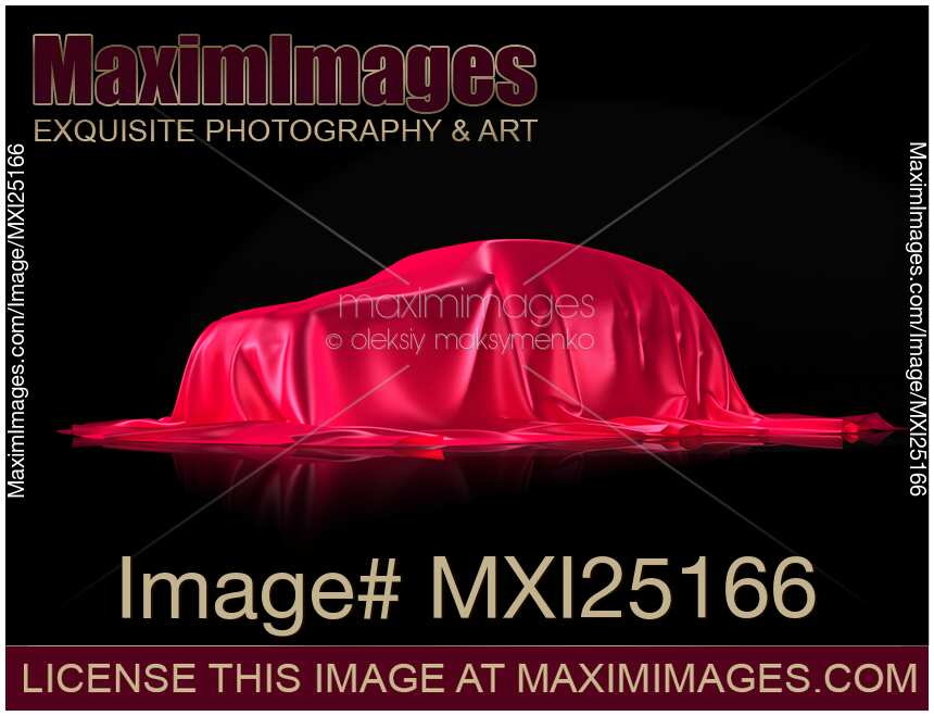 New car under red covering