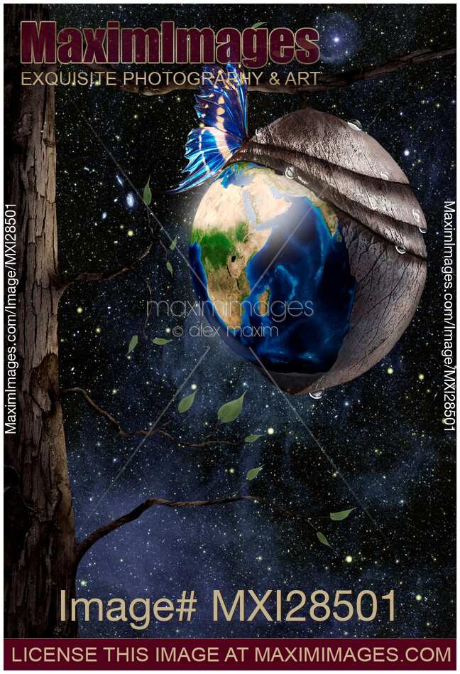 New planet Earth reborn from butterfly cocoon in cosmos