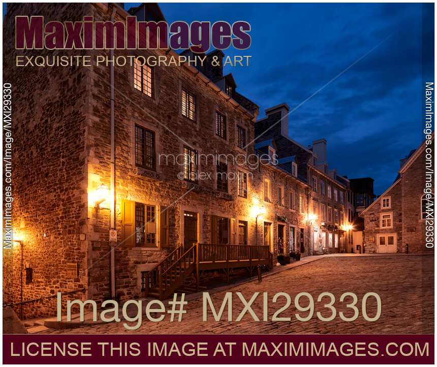 Nightfall in Old Quebec City Beautioful historic French architecture