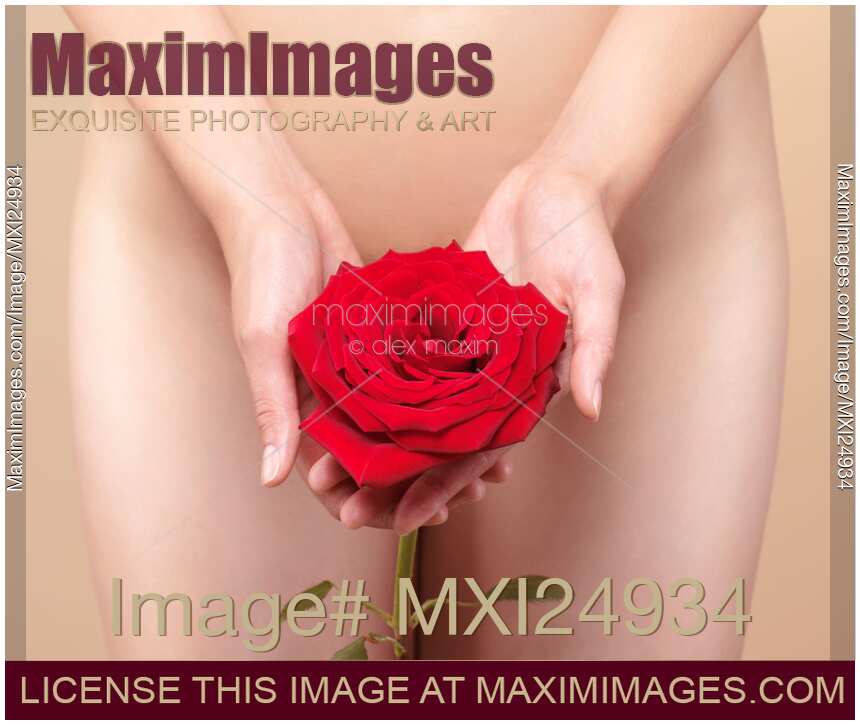 Nude Woman Holding Red Rose