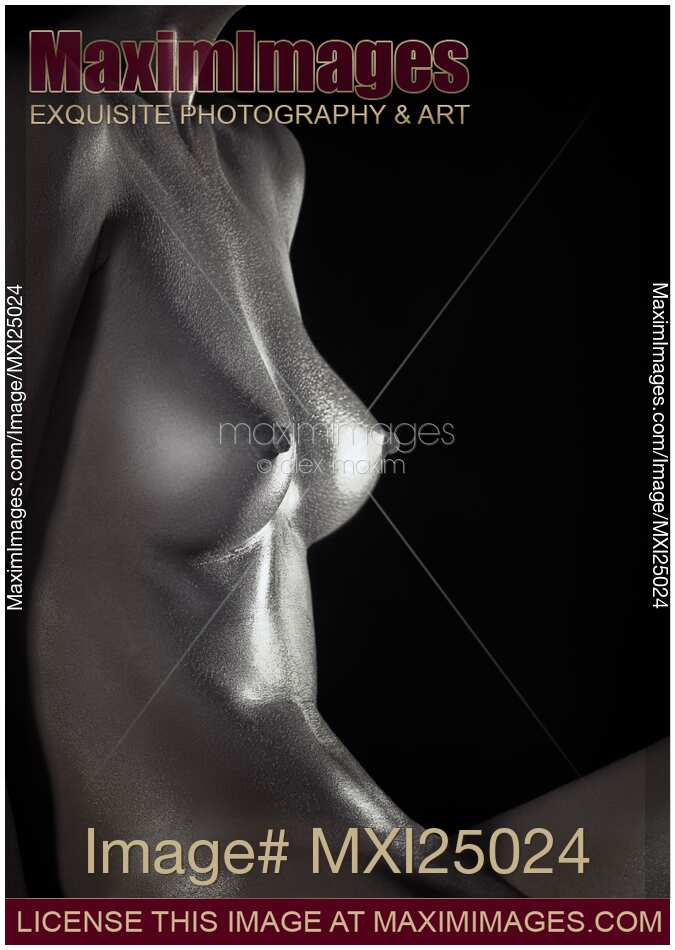 Nude Woman Shiny Metallic Body