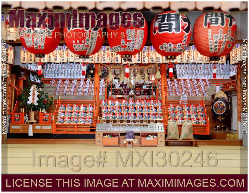 Offerings at a Japanese Shinto shrine at Fushimi Inari Taisha in Kyoto