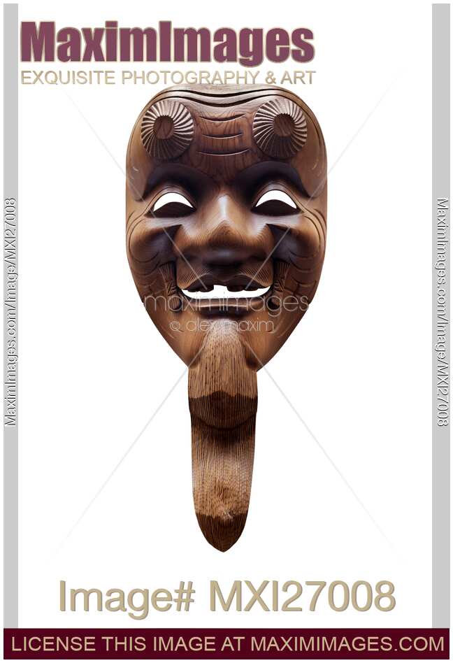 Okina Japanese happy old man wooden mask