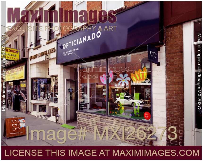 Opticianado vintage eyewear store display at the Junction Toronto