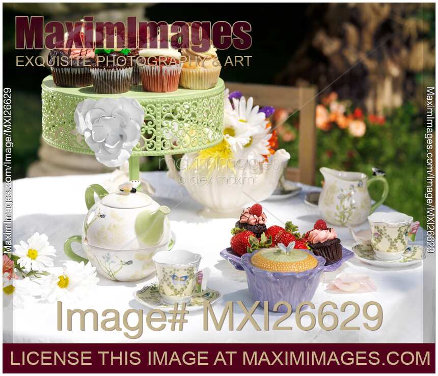 Outdoor tea party dessert table