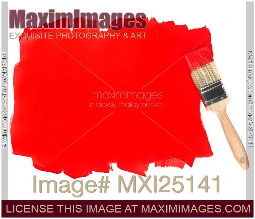 Paintbrush and red paint background