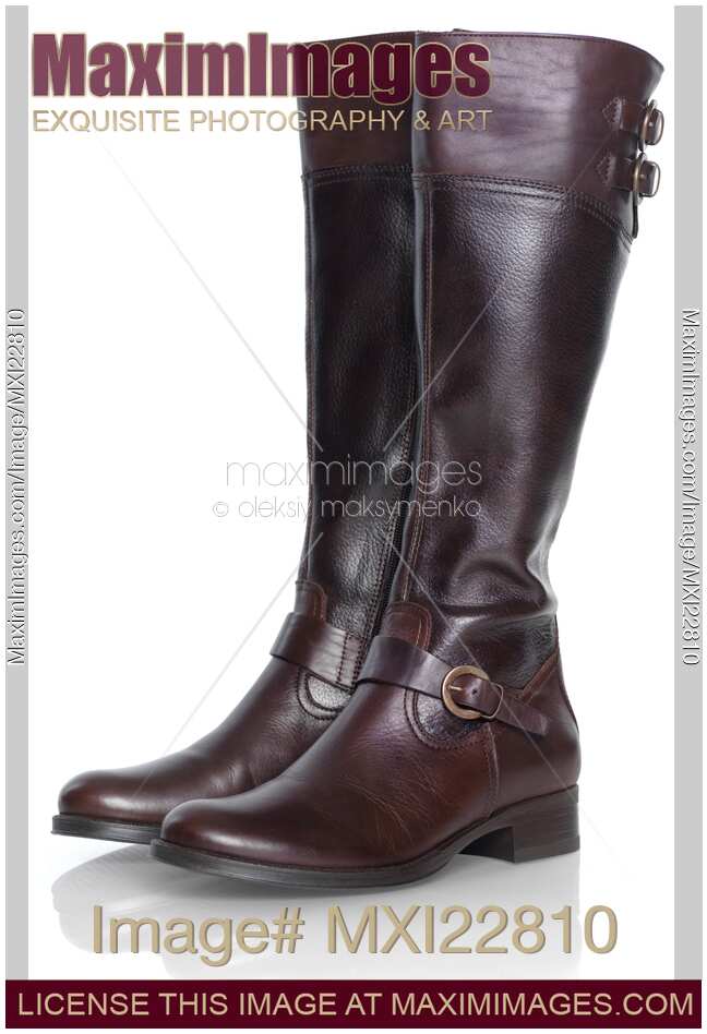 Pair of Knee-Length Brown Leather Boots
