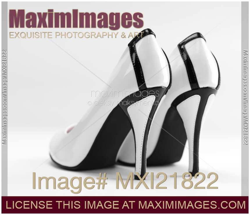 Pair of White High Heel Stiletto Shoes