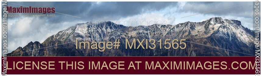 Panoramic landscape of Mount Kasa and Mt Nuketo mountain ridge from Hotaka mountain Japan Northern Alps