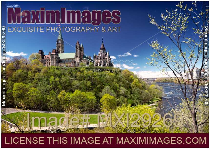 Panoramic scenery of Parliament Hill Buildings in Ottawa Canada