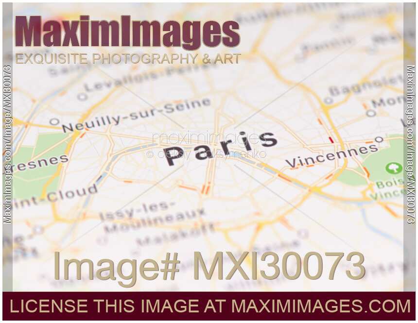 Paris city map on GPS screen display
