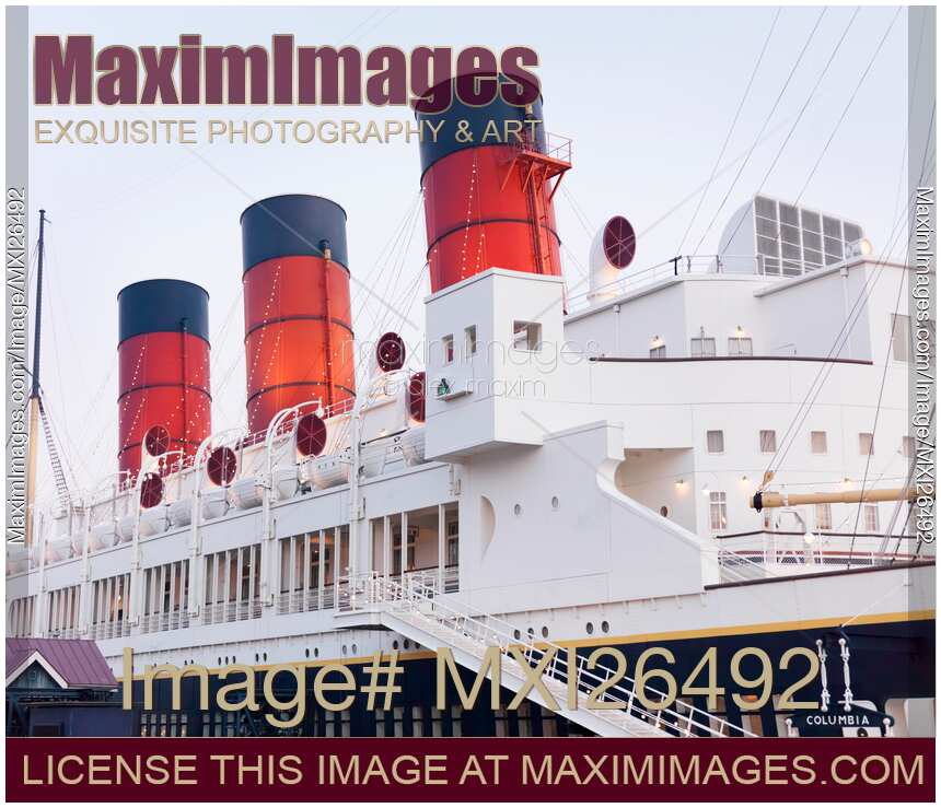 Passenger ship steam liner funnels