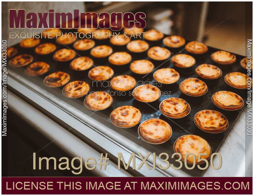 Pasteis de Nata Traditional Portuguese Custard Tarts in a pastry shop